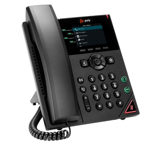 HP Poly VVX 250 4-Line IP Phone and PoE-enabled with Power Supply