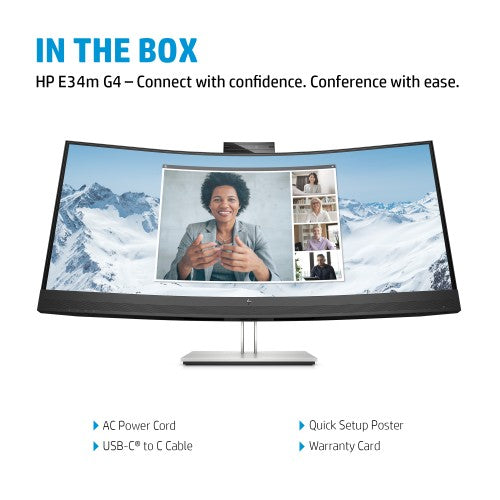 HP E34m G4 WQHD Curved USB-C Conferencing Monitor