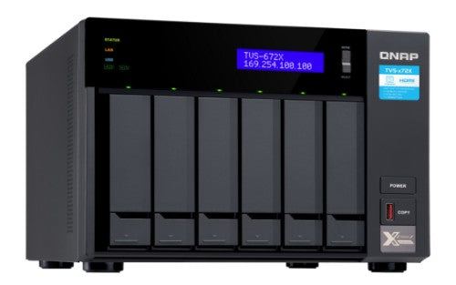 QNAP TVS-672X NAS Tower Ethernet LAN Black i3-8100T