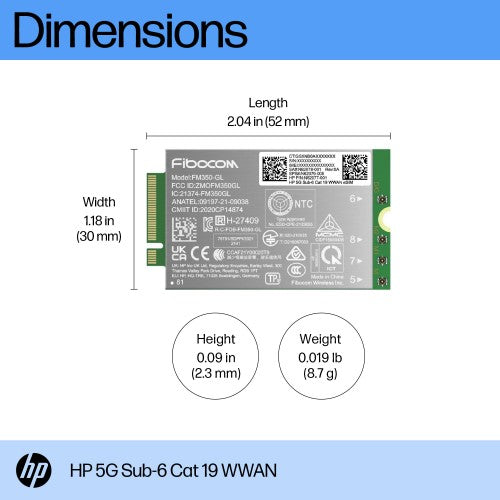 HP 5G Sub-6 Cat 19 WWAN interface cards/adapter