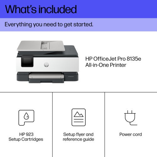 HP OfficeJet Pro 8135e Wireless All-in-One Color Printer, Instant Ink; Two-sided printing