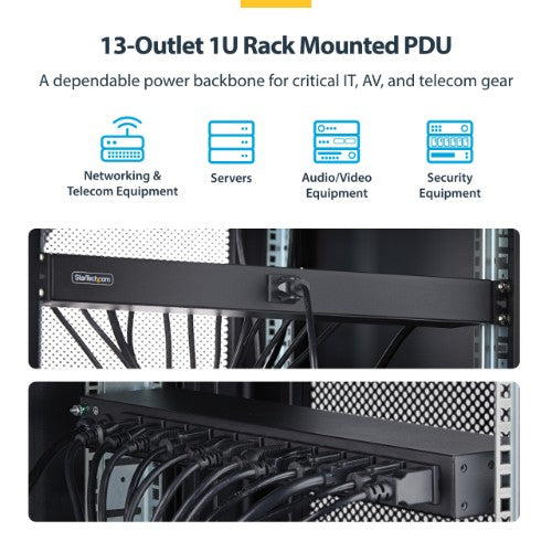 StarTech.com 1315B8H-RACK-PDU power distribution unit (PDU) 13 AC outlet(s) 1U Black