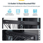StarTech.com 1315B8H-RACK-PDU power distribution unit (PDU) 13 AC outlet(s) 1U Black