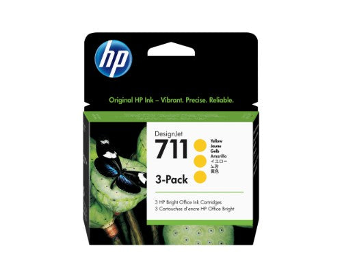 CZ136A (711) Ink cartridge yellow, 29ml, Pack qty 3
