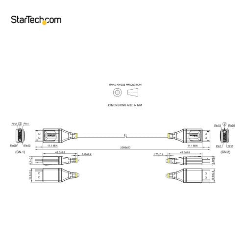 StarTech.com DP14VMM2M DisplayPort cable 78.7" (2 m) Gray, Black