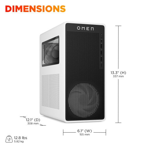 HP OMEN 16L Gaming Desktop TG03-0110 PC Intel Core Ultra 5 225F 8 GB DDR5-SDRAM 512 GB SSD NVIDIA GeForce RTX 3050 Windows 11 Home Midi Tower White