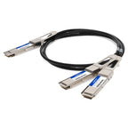 AddOn Networks QSFPDD-400G-2QSFP56-PDAC2M-AO InfiniBand/fibre optic cable 78.7" (2 m) 4xQSFP56 QSFP-DD Black, Silver