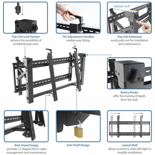 StarTech.com VIDWALLMNT signage display mount 70" Black