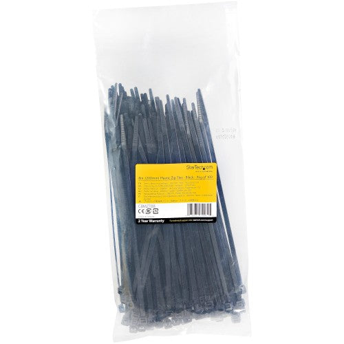 StarTech.com CBMZT8B cable tie Releasable cable tie Nylon, Plastic Black 100 pc(s)