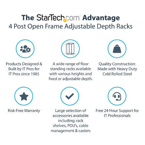 StarTech.com 4POSTRACK42 rack cabinet 42U Freestanding rack Black