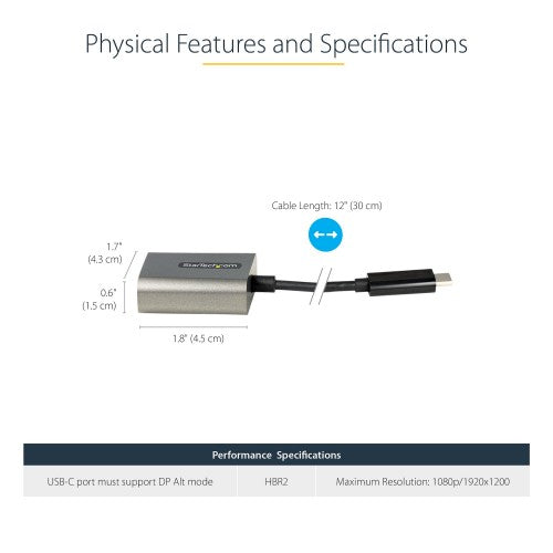 StarTech.com CDP2VGAEC USB graphics adapter 1920 x 1200 pixels White