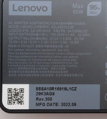Lenovo 5A10W86252 power adapter/inverter Indoor 65 W Black