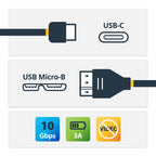 StarTech.com USB31CUB50CM USB cable USB 3.2 Gen 2 (3.1 Gen 2) 19.7" (0.5 m) USB C Micro-USB B 10 Gbit/s Black
