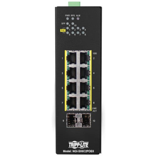 Tripp Lite NGI-S08C2POE8 network switch Managed Gigabit Ethernet (10/100/1000) Power over Ethernet (PoE) Black