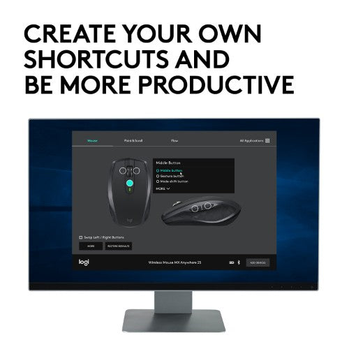 Logitech MX Anywhere 2S Wireless Mobile mouse Office Right-hand RF Wireless + Bluetooth 4000 DPI