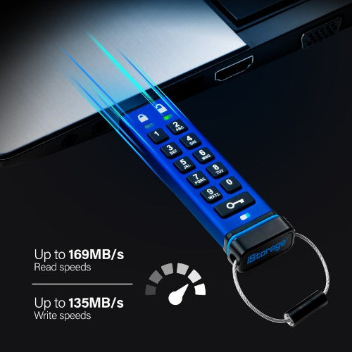 iStorage datAshur Pro USB flash drive 8 GB USB Type-A 3.2 Gen 1 (3.1 Gen 1) Blue