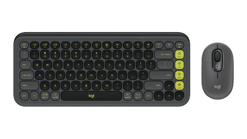 Logitech POP Icon Combo keyboard Mouse included Universal Bluetooth QWERTY English Granite, Green