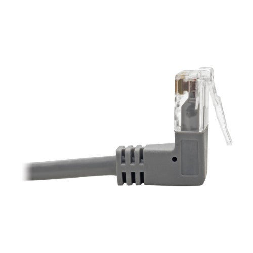 Tripp Lite Right-Angle Cat6 UTP Patch Cable (RJ45) - M/M, Gigabit, Snagless, Molded, Slim, Grey, 0.31 m