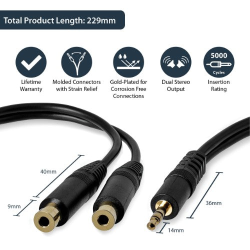 StarTech.com MUY1MFF audio cable 5.91" (0.15 m) 3.5mm 2 x 3.5mm Black - Buy IT Solutions