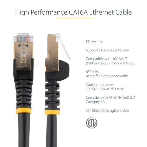 StarTech.com C6ASPAT10BK networking cable Black 118.1" (3 m) Cat6a S/UTP (STP)