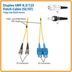 Tripp Lite N354-09M InfiniBand/fibre optic cable 354.3" (9 m) 2x SC 2x ST OFNR Black, Blue, Yellow
