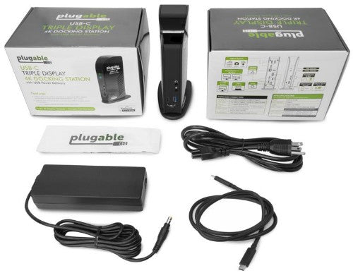 Plugable Technologies UD-ULTC4K laptop dock/port replicator Docking USB 3.2 Gen 1 (3.1 Gen 1) Type-C Black