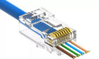Axiom RJ45 CAT6A Shielded Feed-Thru Plug, Solid/Stranded Wire, 50 Micron, 100-pk Transparent