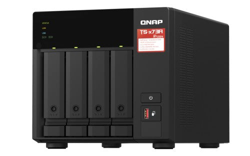 QNAP TS-473A-SW5T-US NAS/storage server Tower Ryzen Embedded V1500B 8 GB DDR4 0 TB QNAP Turbo System Black