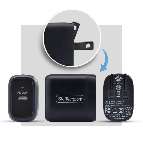StarTech.com 102NB-WALL-CHARGER mobile device charger Universal Black AC Fast charging Indoor