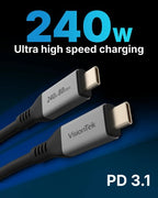 VisionTek 901801 USB cable 59.1" (1.5 m) USB C 80 Gbit/s 240 W Gray