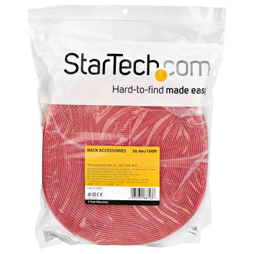 StarTech.com HKLP100RD cable tie Hook & loop cable tie Nylon Red 1 pc(s)
