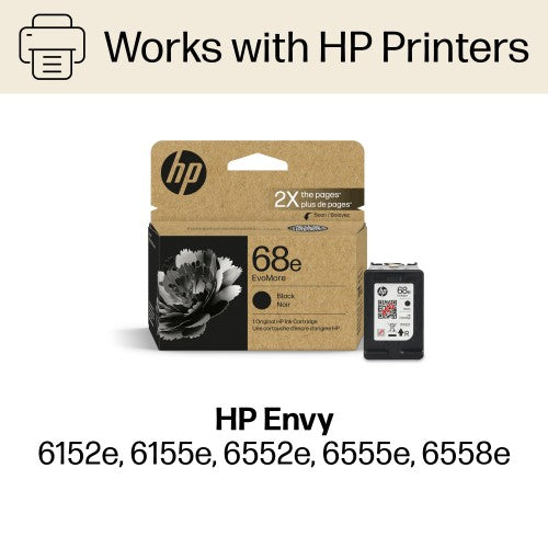 HP 68e EvoMore Black Original Ink Cartridge