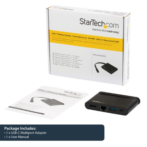 StarTech.com DKT30CHCPD laptop dock/port replicator Wired USB 3.2 Gen 1 (3.1 Gen 1) Type-C Black