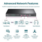TP-Link TL-SG1218MPE network switch Managed L2 Gigabit Ethernet (10/100/1000) Power over Ethernet (PoE) 1U Black