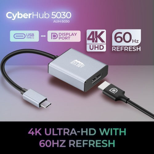 Adesso USB-C TO DISPLAY PORT ADAPTER 5.91" (0.15 m) USB Type-C DisplayPort Aluminum