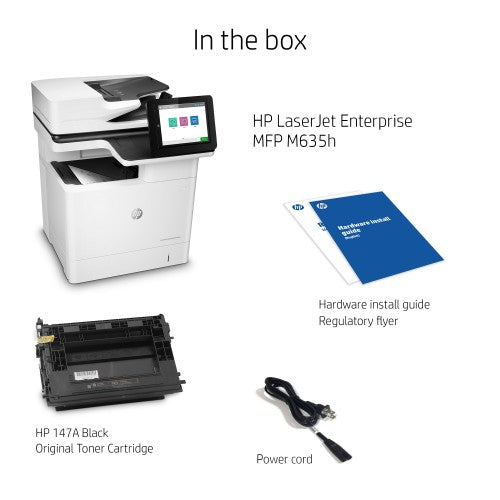 HP LaserJet Enterprise M636fh Multifunction Black and white Printer, Ethernet Only; Copier, Scanner