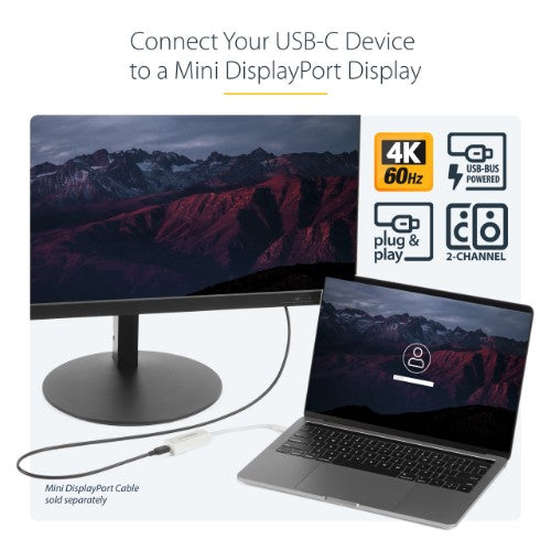 StarTech.com CDP2MDP USB graphics adapter 3840 x 2160 pixels White