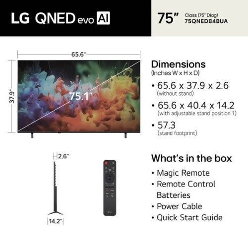 LG QNED evo AI MiniLED 65"QNED evo Dynmc ColorPro 4K Ultra HD Smart TV Wi-Fi Black