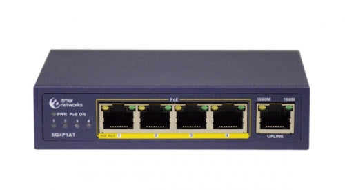 Amer Networks SG4P1AT network switch Unmanaged Gigabit Ethernet (10/100/1000) Power over Ethernet (PoE) Gray