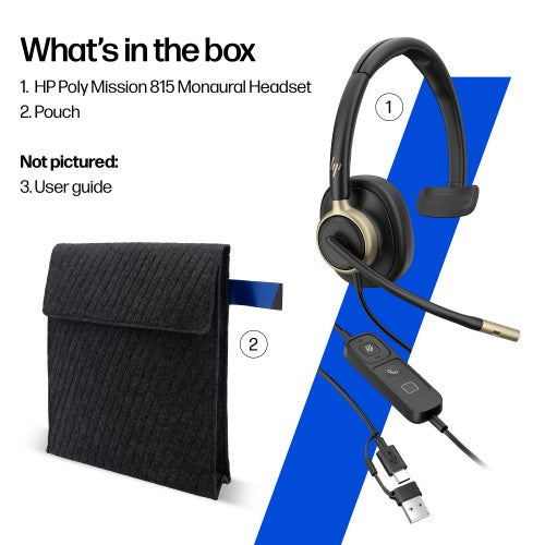 HP Poly Mission 815 Monaural USB Wired Headset (Bulk)