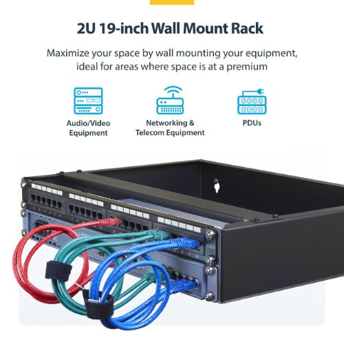 StarTech.com RACK-2U-14-BRACKET rack cabinet Wall mounted rack Black