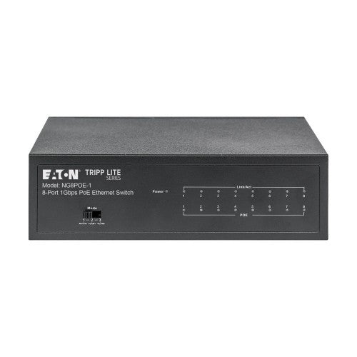 Eaton NG8POE-1 network switch Unmanaged Gigabit Ethernet (10/100/1000) Power over Ethernet (PoE) 1U Black