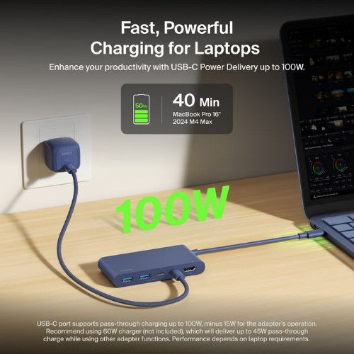 Belkin AVC022FQBL interface hub USB Type-C 5000 Mbit/s Indigo