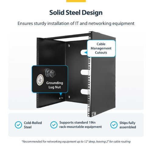 StarTech.com RACK-10U-14-BRACKET rack cabinet Wall mounted rack Black