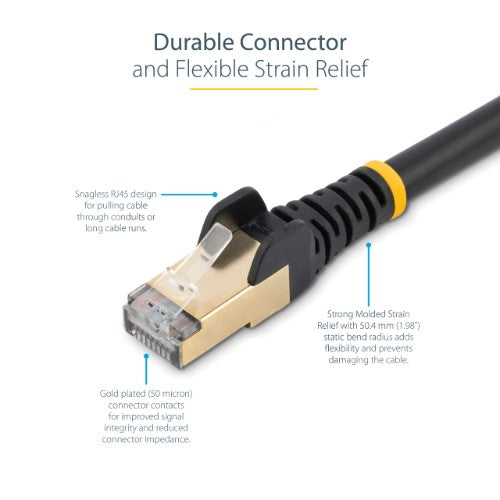 StarTech.com C6ASPAT10BK networking cable Black 118.1" (3 m) Cat6a S/UTP (STP)