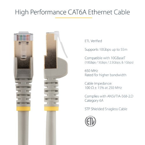 StarTech.com C6ASPAT14GR networking cable Gray 169.3" (4.3 m) Cat6a U/FTP (STP)