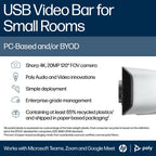 HP Poly Studio V12 USB Video Bar No Radio w/USB-C 65W Power Adapter and Power Cord GSA/TAA