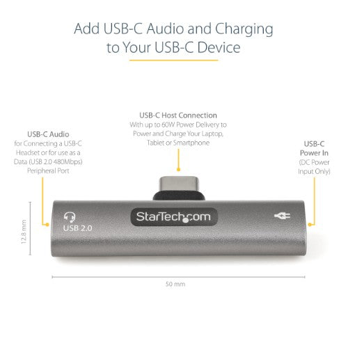 StarTech.com CDP2CAPDM interface hub USB 2.0 Type-C 480 Mbit/s Silver