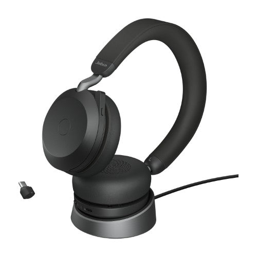 Jabra Evolve2 75 Headset Wireless Head-band Office/Call center USB Type-C Bluetooth Charging stand Black