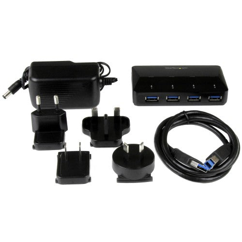 StarTech.com ST53004U1C interface hub USB 3.2 Gen 1 (3.1 Gen 1) Type-B 5000 Mbit/s Black